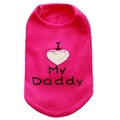 Pink ribbed pet vest with sequin I Heart My Daddy text for dogs and cats in summer - Rose Red Daddy