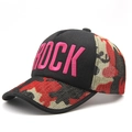 Cappellino da baseball camouflage nero e rosso con ricamo ROCK rosa e rete retro - Rosa Rosso e Nero