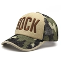Women's baseball cap with brown ROCK embroidery and camouflage mesh breathable back - Coffee Beige