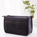 Organizador de bolsos de nailon gris y negro con bolsillos de malla y broches ajustables - Negro