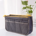 Deep grey and yellow nylon bag organizer with double zippers and mesh pockets - Gray
