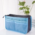 Bright blue and grey nylon bag organizer insert with double zippers and mesh pockets - Sky Blue