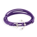 Retro purple PU leather wrap bracelet with a silver-tone anchor pendant and metal clasp - Purple