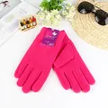 Gants d'hiver thermiques rose rouge en polaire avec broderie et texture chaude - Taille unique / Rose Vif Pur pour Femme