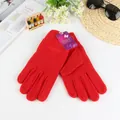 Gants d'hiver rouges en polaire avec broderie NJBEI élégante et texture très douce - Taille unique / Rouge Pur pour Femme