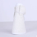 Women's foldable cream white woven straw visor hat with elegant rear bow detailing - Creamy White