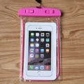 Pink waterproof PVC phone pouch with secure swivel locks for swimming and diving protection - Noctilucent Rose Red