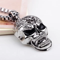 Pendaglio teschio argento lucido con catena box, collana hip hop per gli uomini - Argento