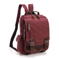 Zaino vintage in tela rosso scuro con accenti in pelle marrone e tasche multifunzionali - Rosso Vino Zaino