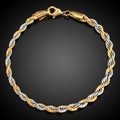 18K vergoldetes geflochtenes Seilkette Armband mit Karabinerverschluss auf schwarzem Grund - Karabinerverschluss 3.5mm 8.8g