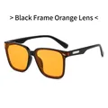 Classic large square black frame sunglasses with orange lenses and silver detail - Black Frame Orange Lens