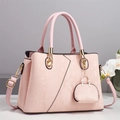 Pink snakeskin pattern tote bag with matching mini pouch and gold hardware accents - L28 W13 H20 / Pink