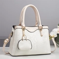 White snakeskin embossed handbag with elegant gold hardware and top handle for women - Off White