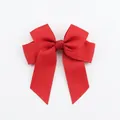 Handmade red double-layered grosgrain ribbon bow hair clip for children and girls - Red