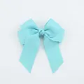 Light blue double-layered grosgrain ribbon bow hair clip with long streamers - Light Blue