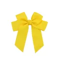 Handmade yellow grosgrain ribbon bow hair clip for girls with double layered streamers - Yellow
