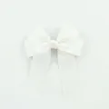 White grosgrain ribbon hair bow for children with double-layer polyester ribbon clip - White