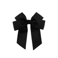 Handmade black double-layered grosgrain ribbon hair clip bow for children and girls - Black