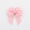 Light pink double-layered grosgrain ribbon hair bow clip for girls and babies - Hot Pink