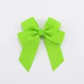 Neon green handmade double-layer polyester grosgrain ribbon bow hair clip for children - Fluorescent Green