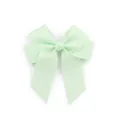Mint green handmade grosgrain ribbon hair bow with long streamers for girls - Light Green