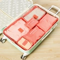 Lot de 6 sacs de rangement de voyage imperméables rose corail pour valise - Rouge Pastèque