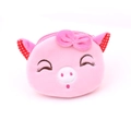 Cute pink plush pig coin purse with embroidery details and polka dot ears design - Bowknot Pig