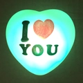 Green glowing heart-shaped LED night light featuring I Love You printed text for gifts - Heart Shape (I Love U)