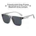 Square oversized sunglasses with transparent grey frame and black-grey lenses for women - Transparent Grey Frame Grey Lens