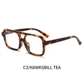 Square double-bridge tortoiseshell glasses with photochromic brown lenses in C3 style - Tortoise Frame / Photochromic Tea