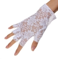 Eleganti guanti in pizzo bianco senza dita con motivo floreale per matrimoni - Bianco