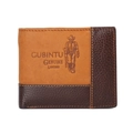 Cartera de hombre en cuero genuino con diseño de patchwork en marrón y marrón oscuro - Marrón Oscuro Empalmado - Patrón de Vaquero