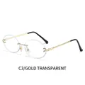 Gafas de sol ovaladas sin montura con patillas doradas en espiral y lentes claras - Montura Dorada Lente Transparente