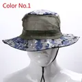 Detail of camouflage boonie hat with breathable mesh vents and adjustable chin strap - Color 1 (Blue Grey Digital Camo)