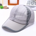 Close-up of breathable mesh baseball cap with Hat Advocate Sports 2016 side ribbon - Light Gray