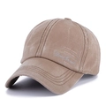 Khaki cotton baseball cap with textured lattice pattern and side lettering detail - Washed Brown