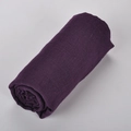 Solid purple cotton linen blend scarf with retro textured weave for sun protection - 20# Violet