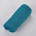 Teal faux cotton linen scarf with soft texture rolled up for display in solid color - 29# Teal Blue