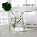 Bell-shaped clear glass terrarium for hydroponic plants with 12cm height and 8cm diameter - Golden Bell Shape