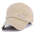 Classic light beige washed cotton baseball cap with vintage embroidery for men - Washed Beige