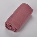 Rolled linen cotton blend scarf in dusty rose pink for women sun protection - 6# Bean Paste