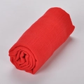 Solid red cotton linen scarf for women with vintage crinkled texture for sun protection - 1# Bright Red