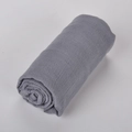 Solid grey linen-textured cotton blend shawl scarf with soft breathable woven fabric - 25# Medium Grey