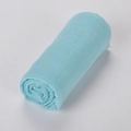 Soft solid blue linen cotton blend long scarf for women with breathable fabric texture - 9# Aqua Blue