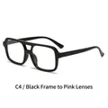 Classic black square frame sunglasses with photochromic pink lenses and C4 variant color - Black Frame / Photochromic Pink
