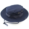 Dark blue outdoor safari sun hat with adjustable chin strap and breathable vents - Navy Blue