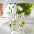 Handmade clear striped glass vase for hydroponic plants, 7cm height desktop decor - Striped Small Bottle