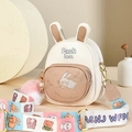Cute bunny-shaped mini backpack with rabbit ears and colorful wide nylon strap - Beige and Khaki