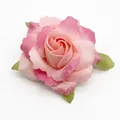 Fermaglio per capelli con rosa sfumata rosa glitterata e foglie verdi per matrimoni - Rosa scuro bicolore