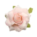Fermaglio per capelli e spilla a rosa rosa chiaro con glitter e foglie verdi - Rosa Acqua